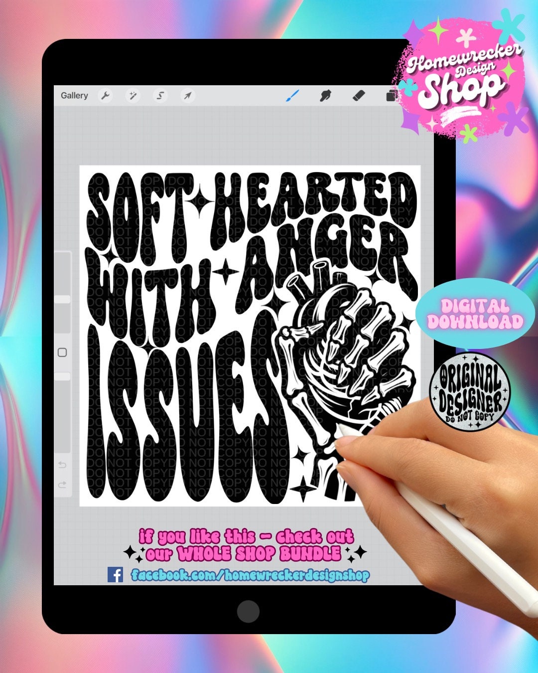 Soft Hearted With Anger Issues PNG Digital Download