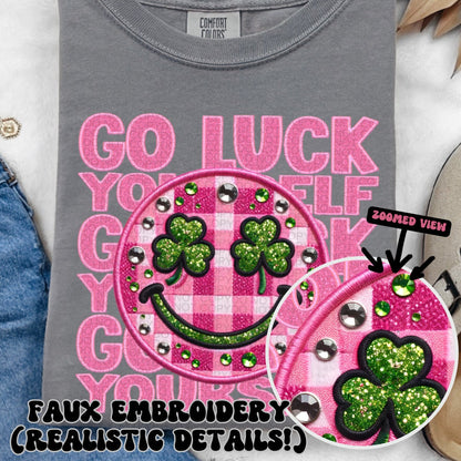 Go Luck Yourself PNG Faux Embroidery Faux glitter digital download