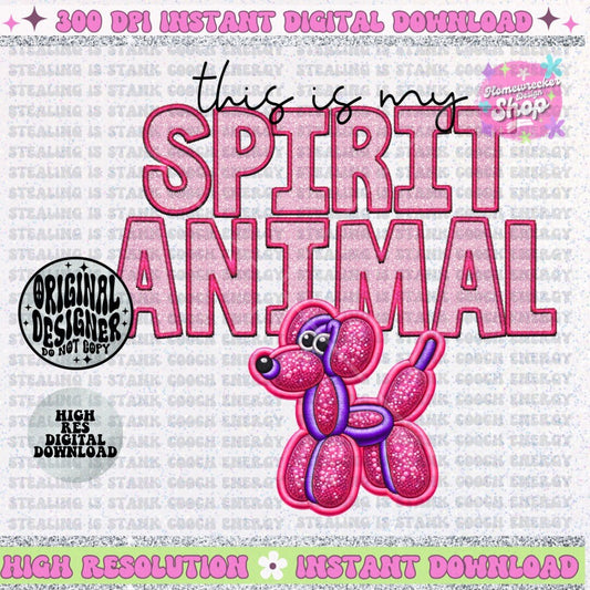 This is my Spirit Animal Balloon Dog faux embroidery faux glitter PNG digital download, both versions included