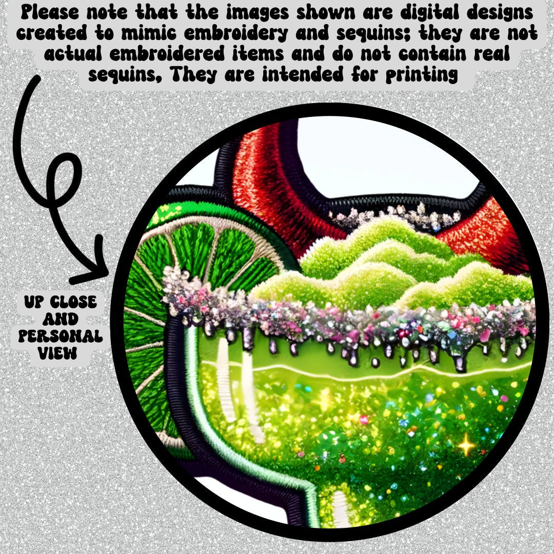 I don’t run from my demons Lime Margarita salt and sugar versions included PNG Faux Embroidery Faux glitter digital download