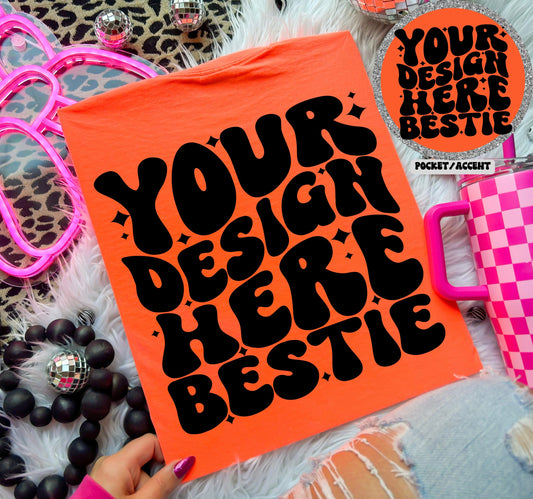 Comfort Colors Mockup, CC1717 Neon Red Orange, back of shirt with front accent, digital download