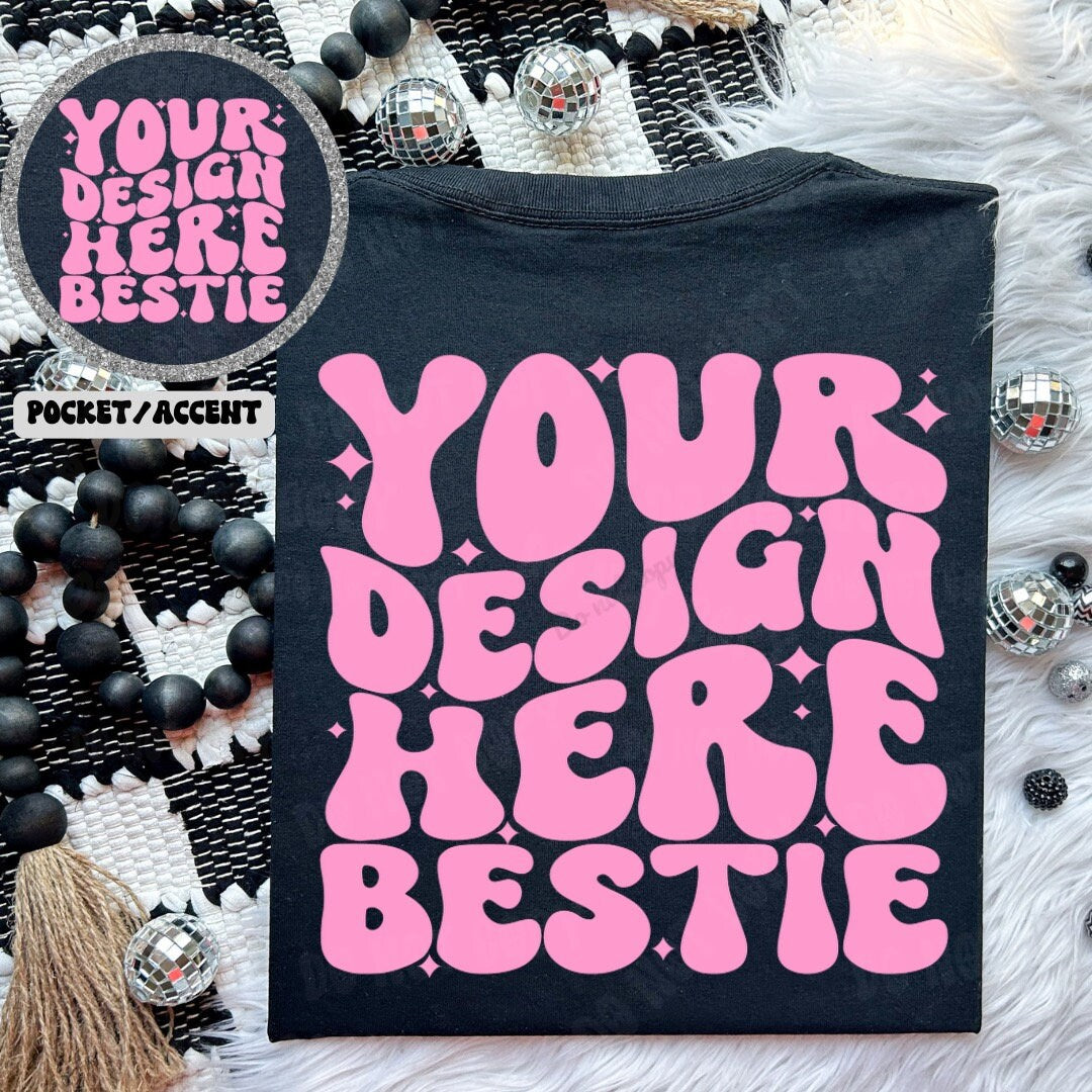 Comfort Colors Mockup, CC1717 Black, back of shirt with front accent, digital download