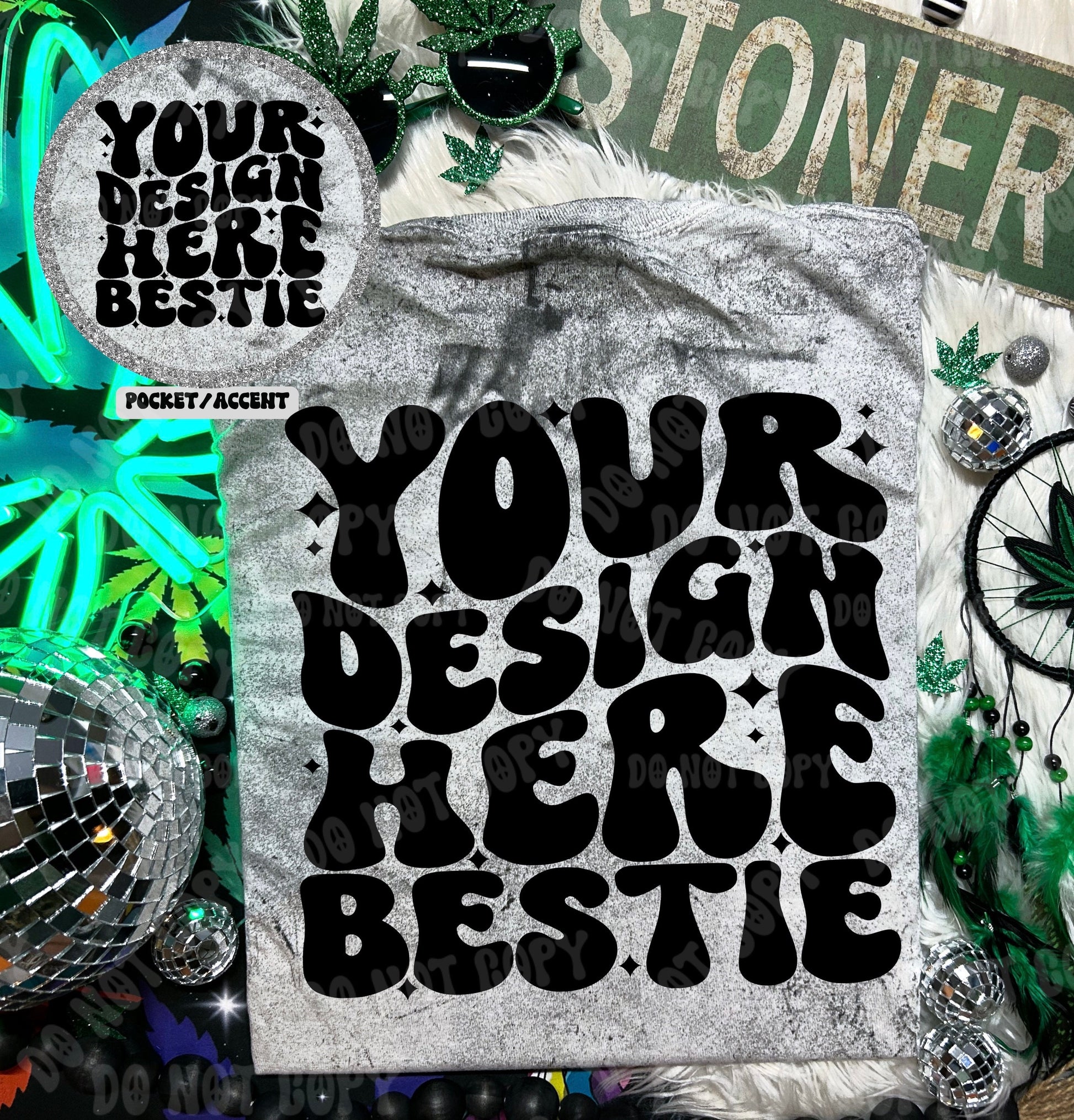 Comfort Colors Colorblast Mockup, CC1745 Smoke, 420 themed, back of shirt with front accent, digital mock up