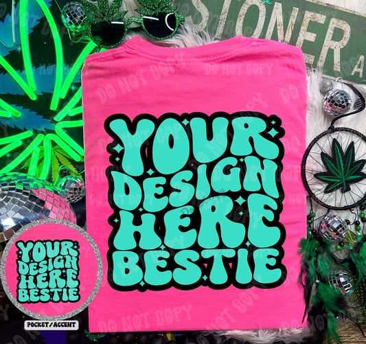 Comfort Colors Tshirt Mockup, CC1717 Neon Pink, 420 themed, back of shirt with front accent, digital mock up