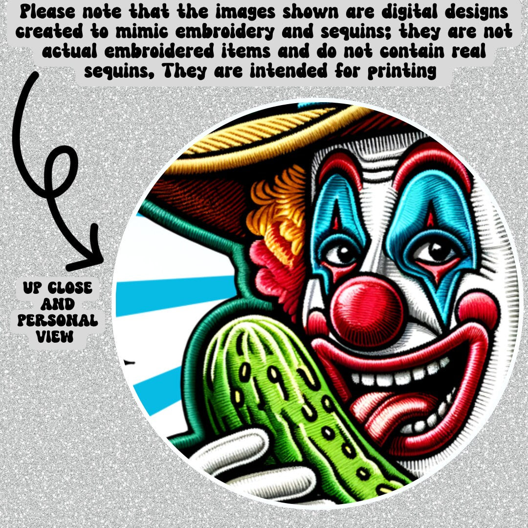 cowboy pickles taste better PNG clown pickle  faux embroidery PNG