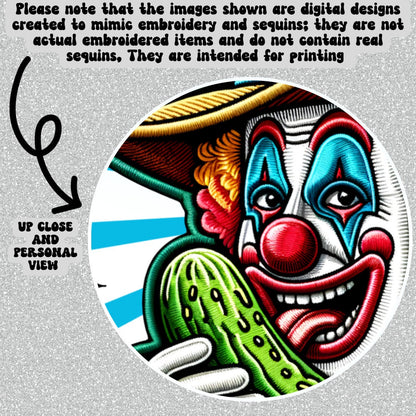 Lickin pickles makes me giggle PNG clown pickle faux embroidery PNG