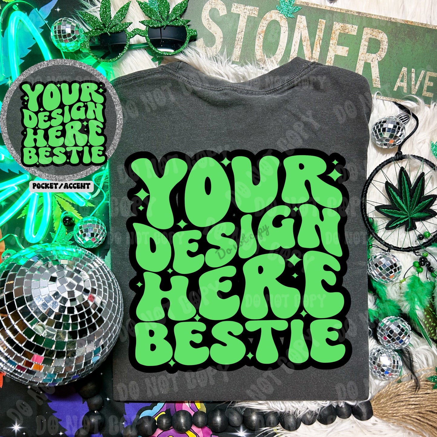 Comfort Colors Tshirt Mockup, CC1717 Pepper, 420 themed, back of shirt with front accent, digital mock up