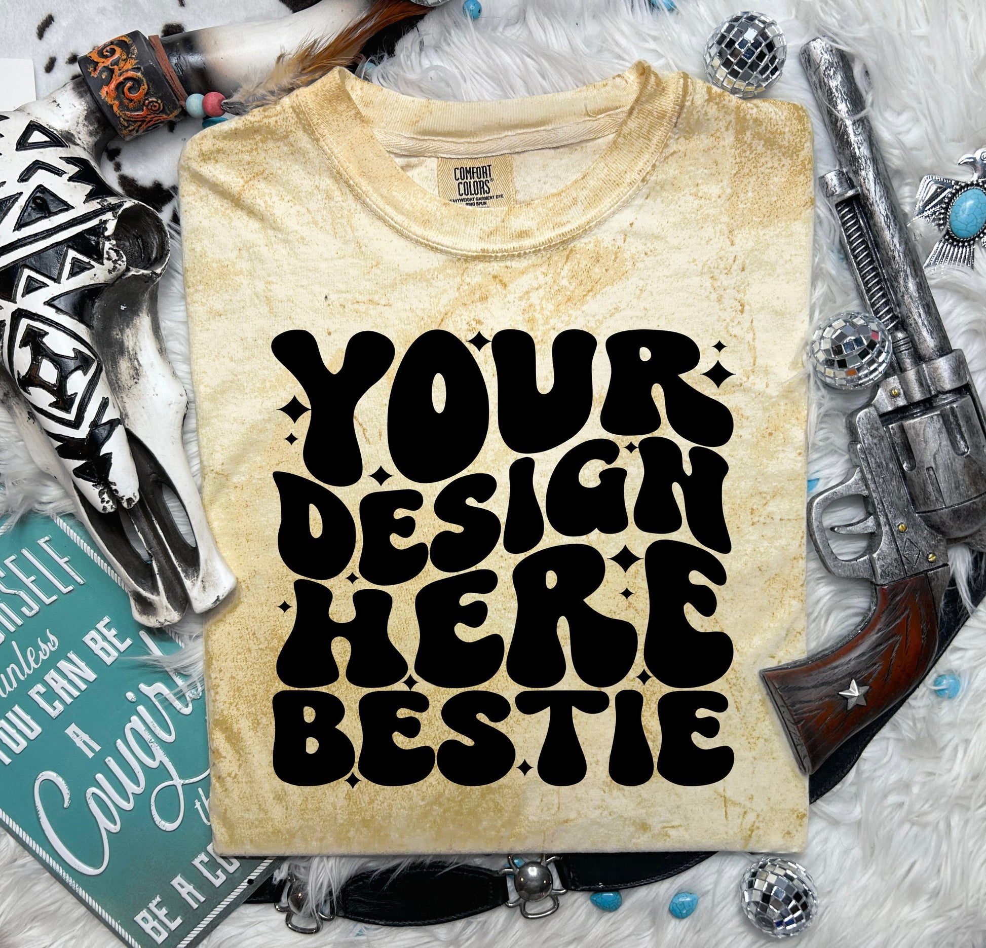 Comfort Colors Colorblast Mockup, CC1745 Citrine, western mockup, front of shirt, digital download