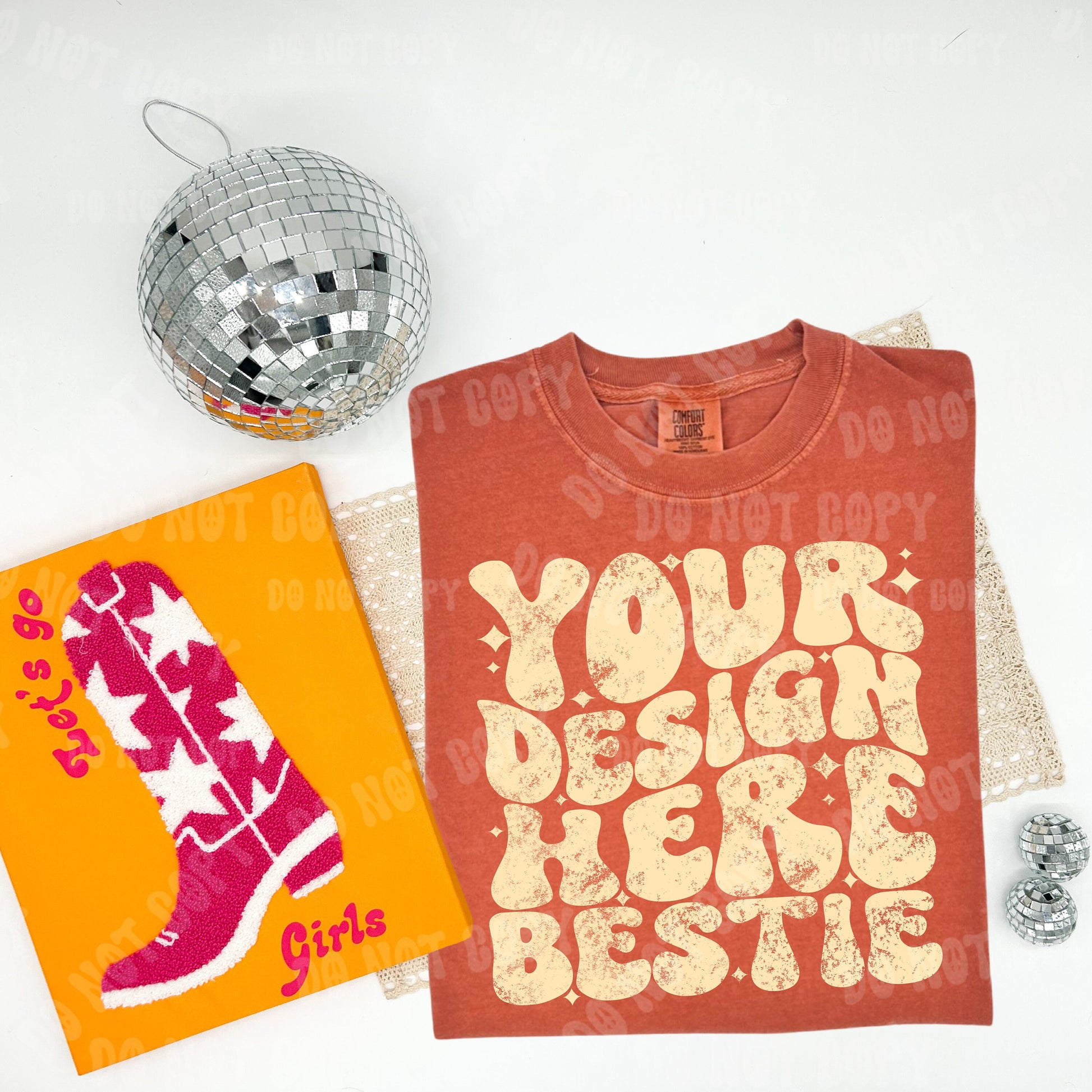 Comfort Colors Tshirt Mockup, CC1717 Yam, western disco balls, digital mock up