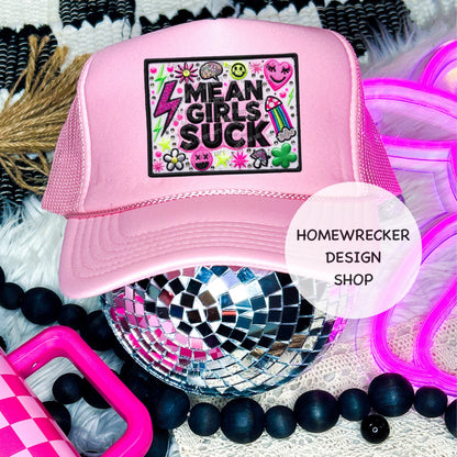 Mean Girls Suck, FAUX embroidery patch, hat patch, digital download, PNG