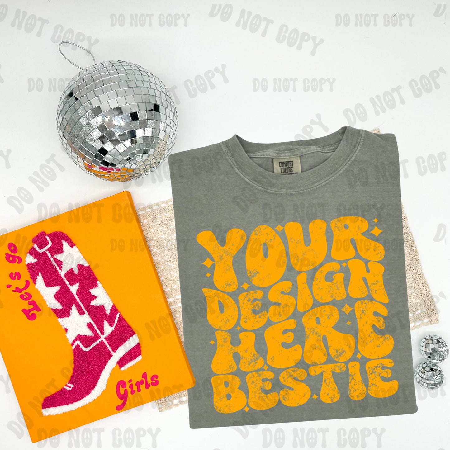 Comfort Colors Tshirt Mockup, CC1717 Bay, western disco ball, folded flay flay, digital mock up