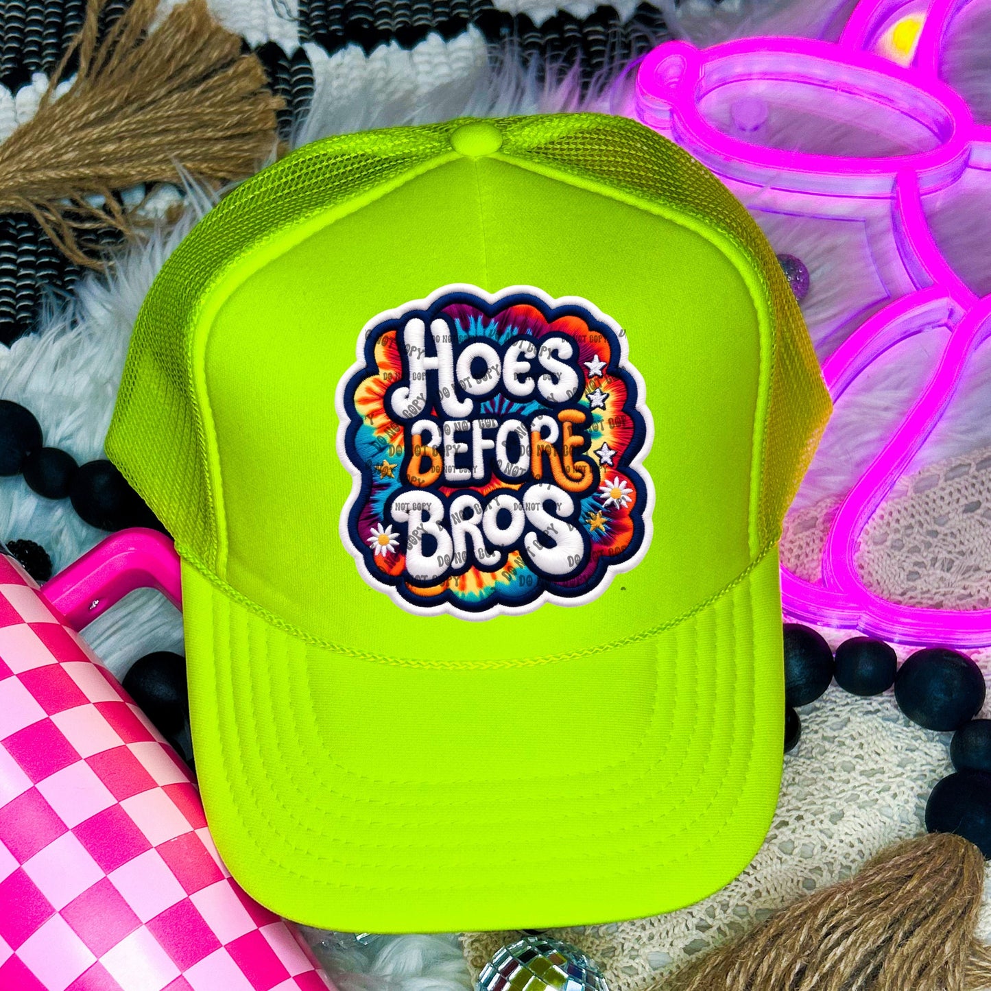 Hoes Before Bros, FAUX embroidery patch, hat patch, digital download, PNG