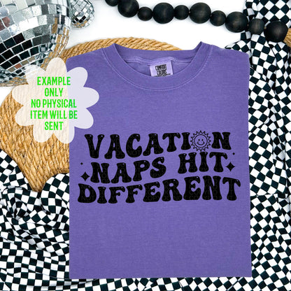 Vacation naps hit different, Digital Download, Trendy Wavy Letters, PNG design, Retro Wavy quote, vacation, summer png