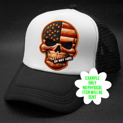 Skull Flag Faux hat patch, Father’s Day, faux leather patch, trucker hat patch, FAUX embroidery patch, hat patch, digital download, PNG