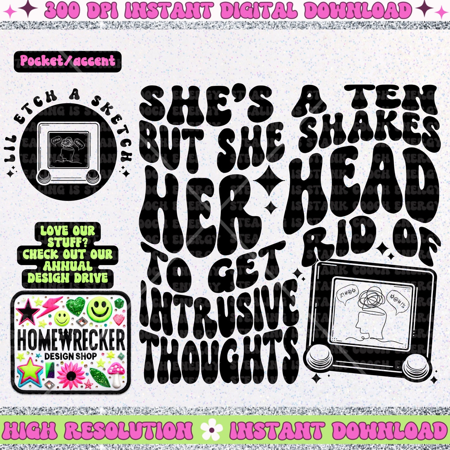 She’s a ten etch a sketch, PNG digital download