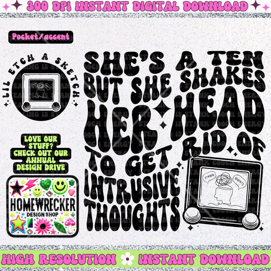 She’s a ten etch a sketch, PNG digital download