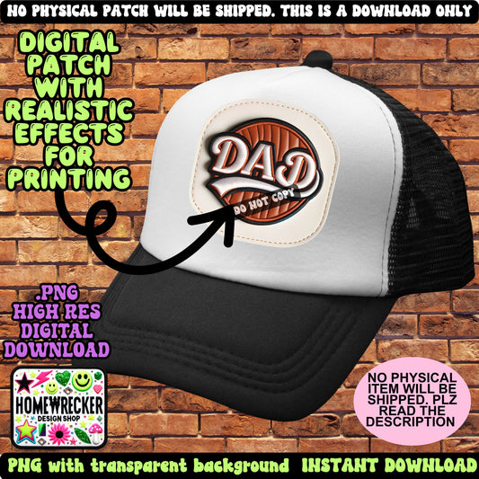 Dad Faux embroidery faux leather layered digital patch PNG digital download