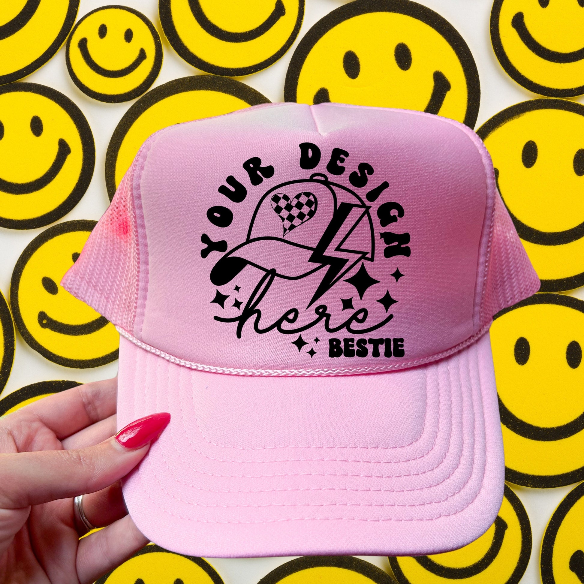 Otto Trucker Hat Mockup, light Pink hat mock up photo, digital download