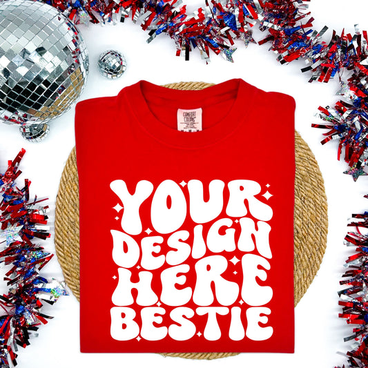 Red Comfort Colors Tshirt Mockup, CC1717 Red, patriotic 4th of July, front of shirt folded, red white and blue, digital mock up