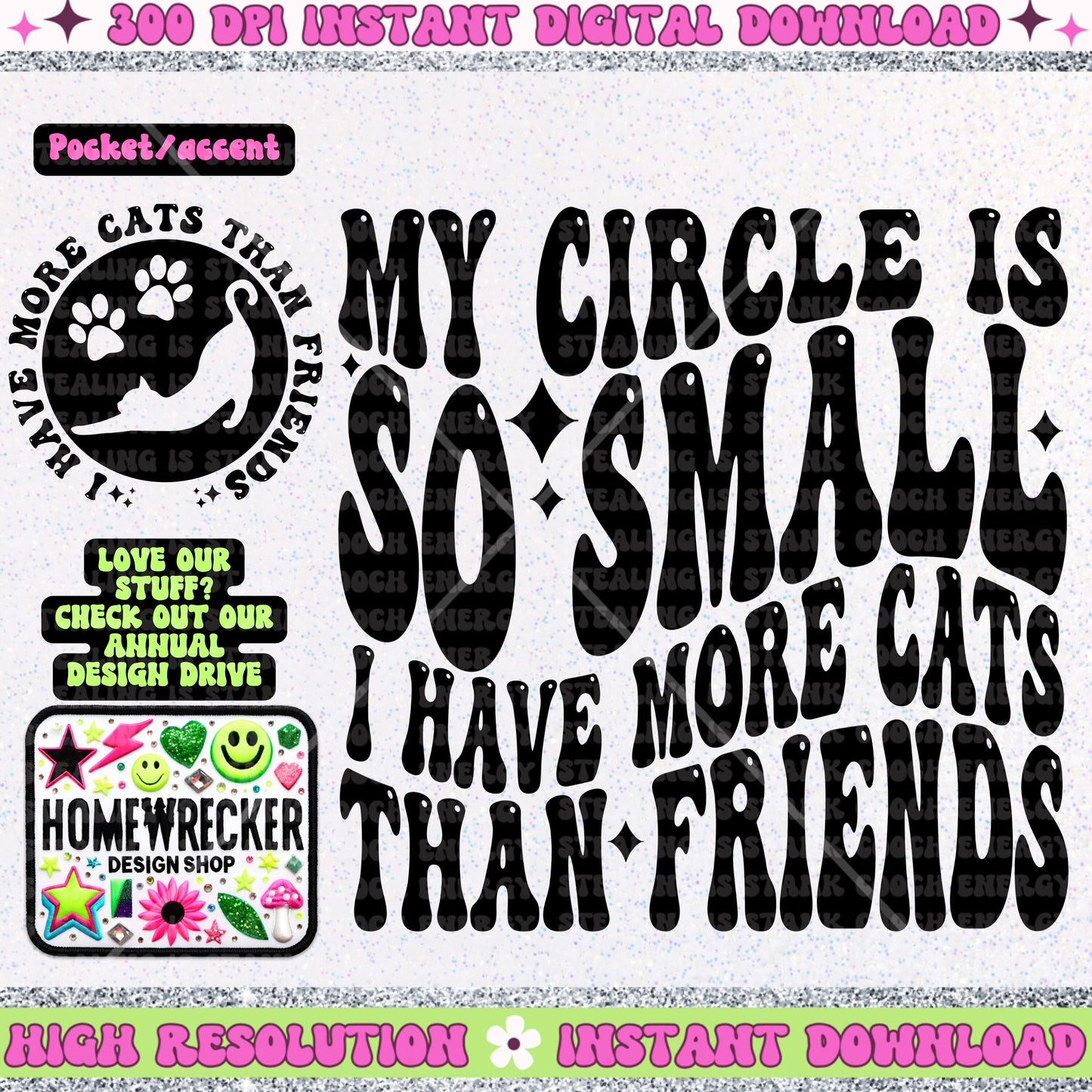 My circle is so small I have more cats than friends PNG, Digital Download, cat Shirt Png, Trendy Wavy Letters, cat mom PNG, Retro Wavy quote