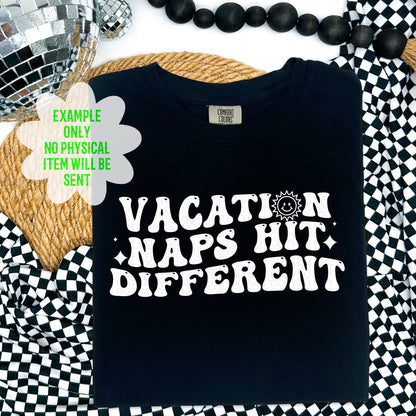 Vacation naps hit different, Digital Download, Trendy Wavy Letters, PNG design, Retro Wavy quote, vacation, summer png