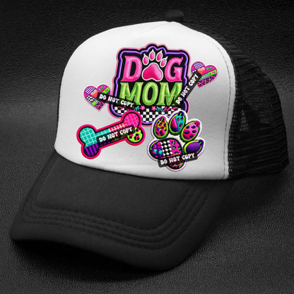 Dog mom png faux embroidery patch tshirt hat patch design neon dog lover png digital download paw print png dog bone pink and green dog mom