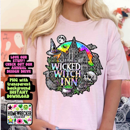 Wicked Witch Inn | Faux embroidery digital patch | Halloween instant download PNG