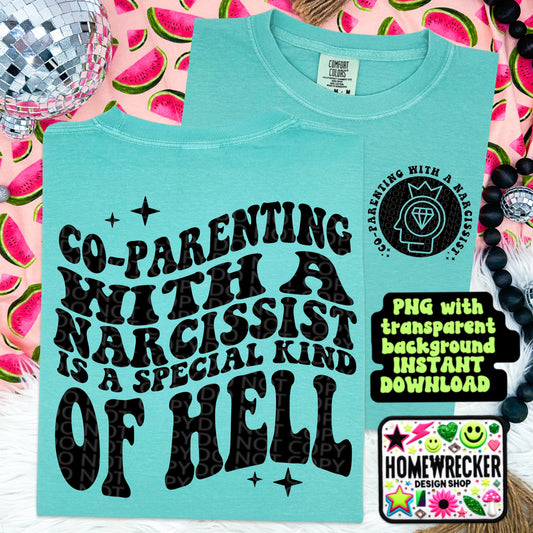 Co-Parenting With a Narcissist, Funny Png Design, Adult Humor Png, Petty Shirt Designs, Funny Quote PNG, Sublimation, Wavy Trend Designs