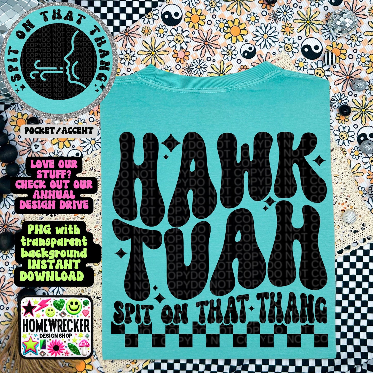 Hawk Tuah | Spit in that thang | PNG, Digital Download, Shirt Png, Trendy Wavy Letters, Retro Wavy quote