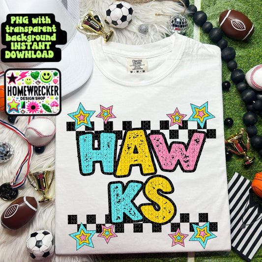 Retro Distressed Mascot PNG Hawks | Homewrecker Design Shop