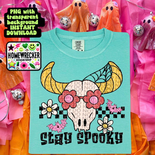 Stay Spooky Halloween Skull Digital Download PNG | Halloween T-Shirt Design