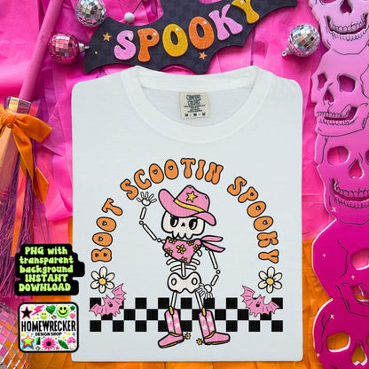 Pink Halloween Western Halloween cowboy cowgirl Skeleton digital download PNG for T-shirts and dtf prints