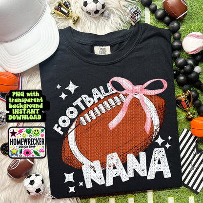 Football coquette bow football game day NANA trendy football digital download PNG for T-shirts and dtf prints