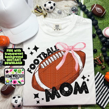 Football coquette bow football game day MOM trendy football digital download PNG for T-shirts and dtf prints