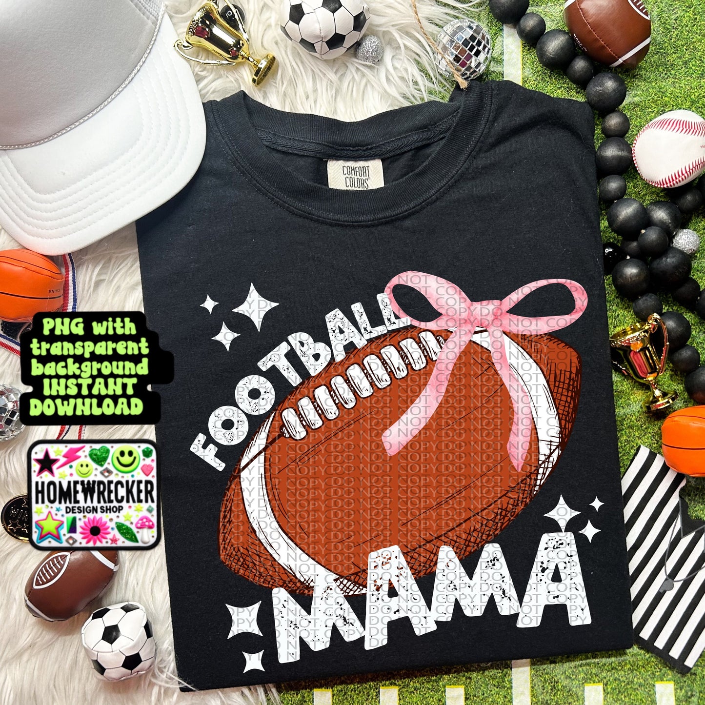 Football coquette bow football game day MAMA trendy football digital download PNG for T-shirts and dtf prints