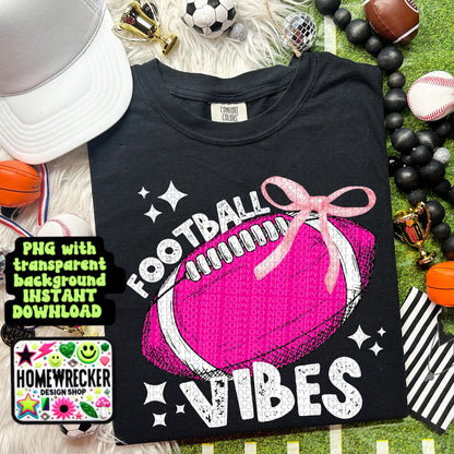 Football coquette bow football pink breast cancer awareness football vibes trendy football digital download PNG for T-shirts and dtf prints