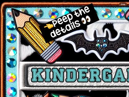 Western spooky grade level bundle, FAUX embroidery digital patches, prek through sixth grade, back to school, digital download, PNG