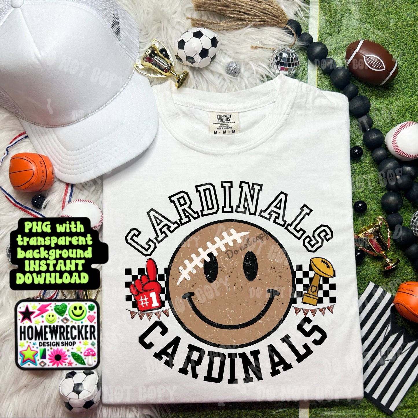 Retro Happy Football Distressed Mascot PNG School spirit design black to school Mascot Cardinals  | Homewrecker Design Shop