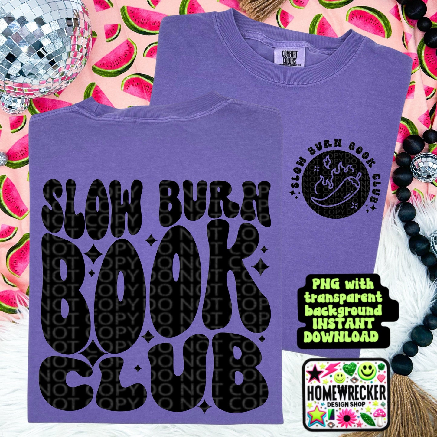 Slow Burn book club PNG, Digital Download, Wavy design with front pocket accent | Homewrecker Design Shop