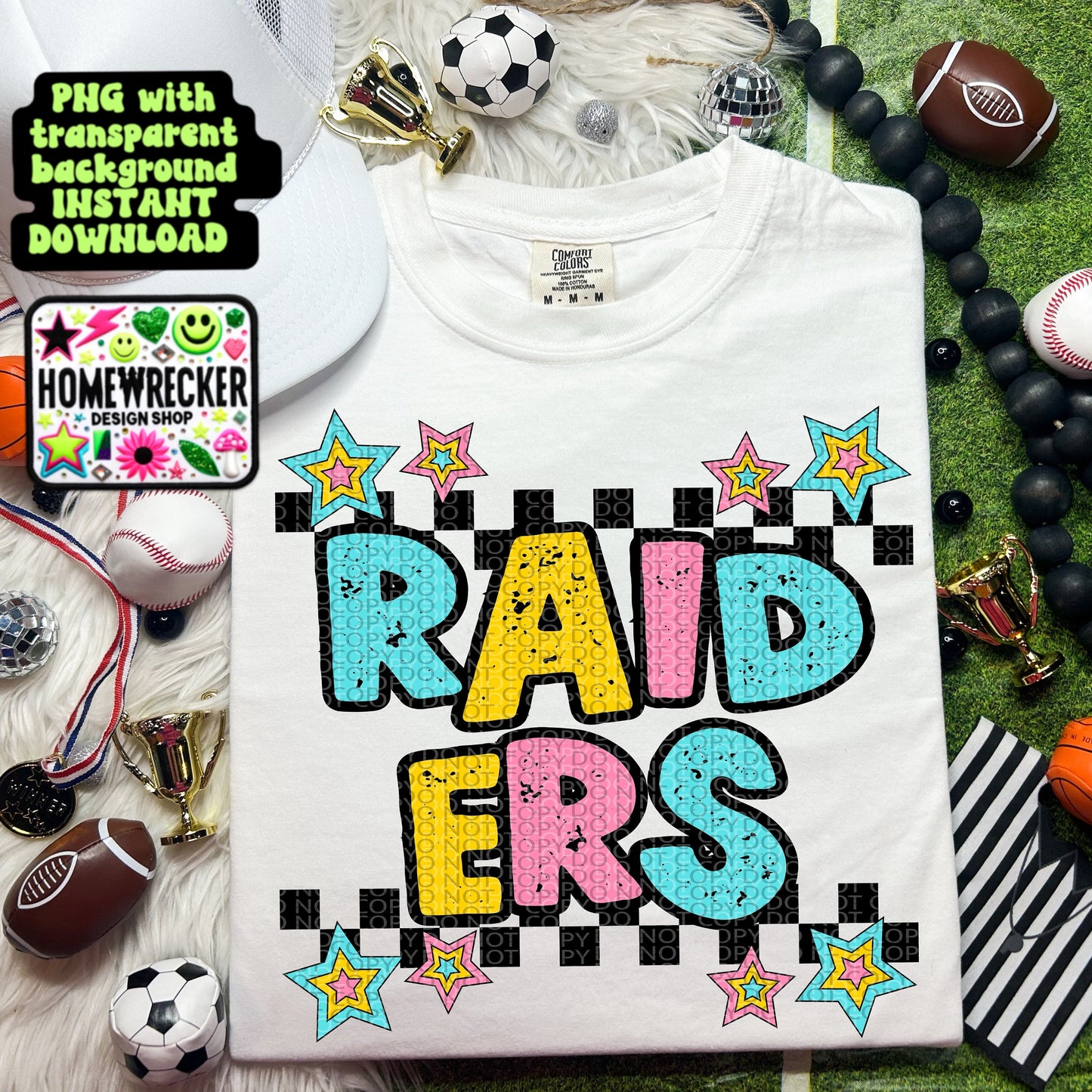 Retro Distressed Mascot PNG Raiders | Homewrecker Design Shop