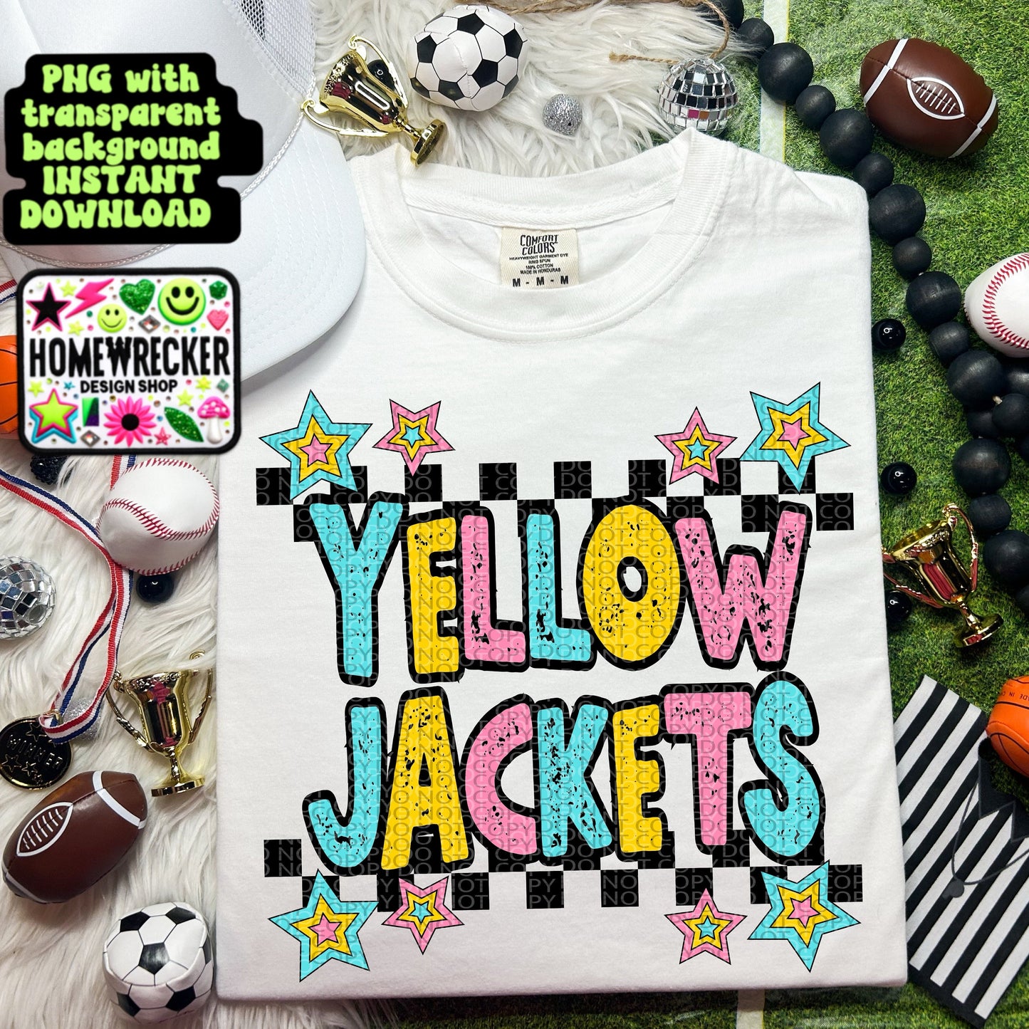 Retro Distressed Mascot PNG Yellowjackets | Homewrecker Design Shop