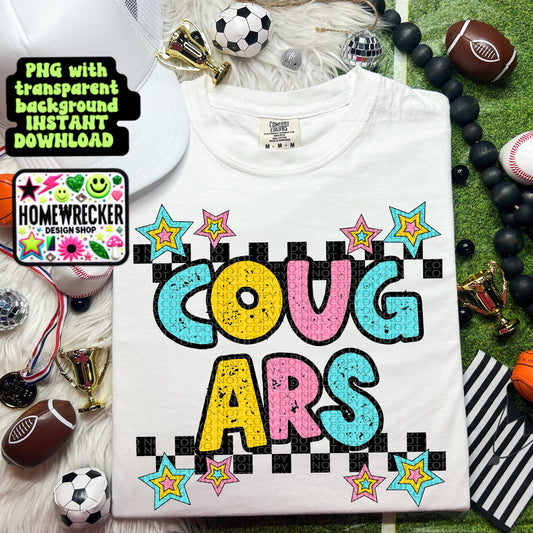 Retro Distressed Mascot PNG Cougars | Homewrecker Design Shop