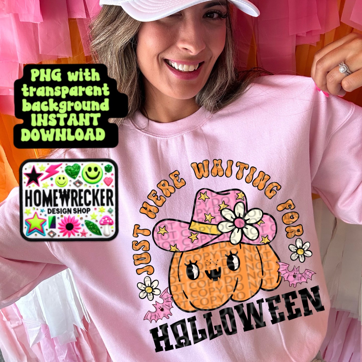 Just here waiting for Halloween Digital Download PNG | Halloween T-Shirt Design