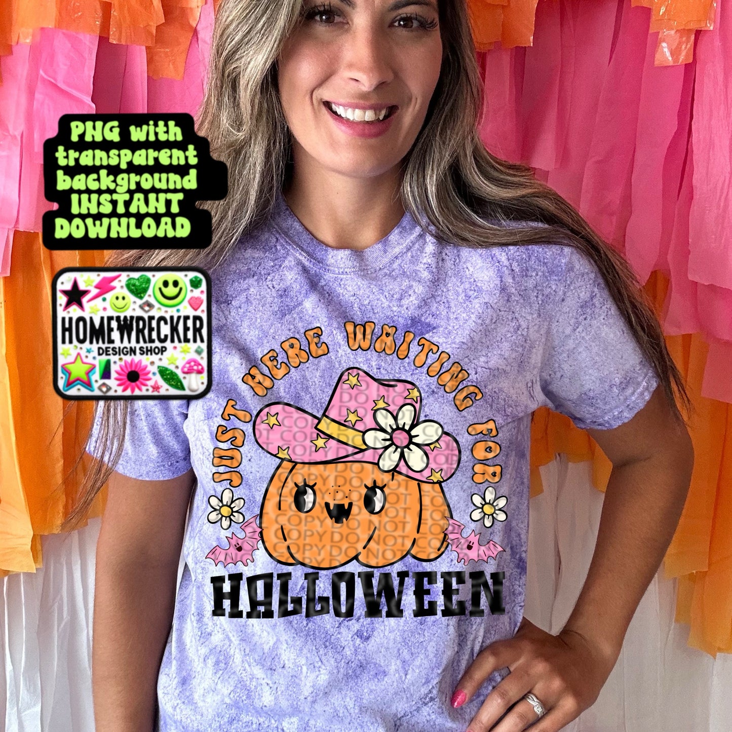 Just here waiting for Halloween Digital Download PNG | Halloween T-Shirt Design