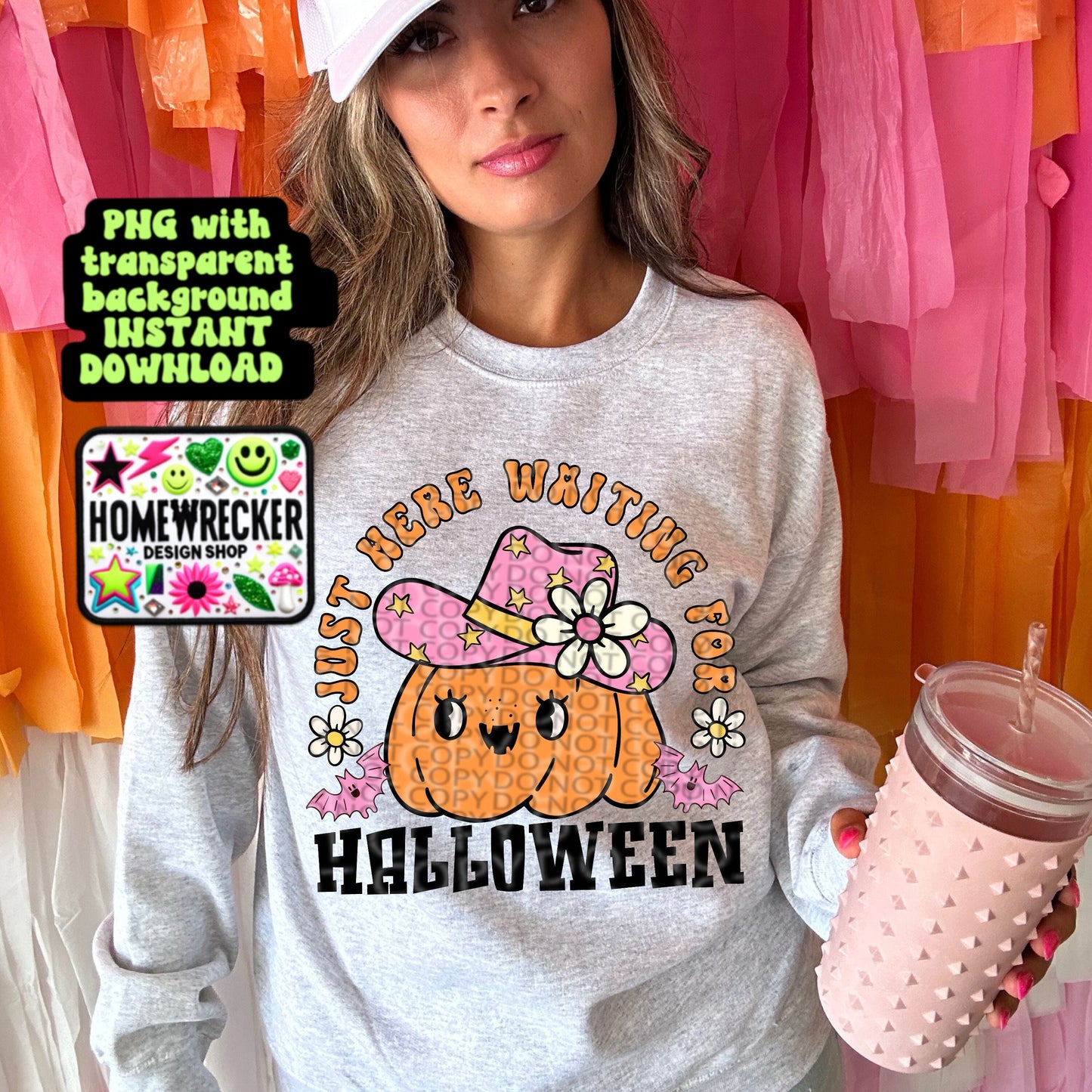 Just here waiting for Halloween Digital Download PNG | Halloween T-Shirt Design