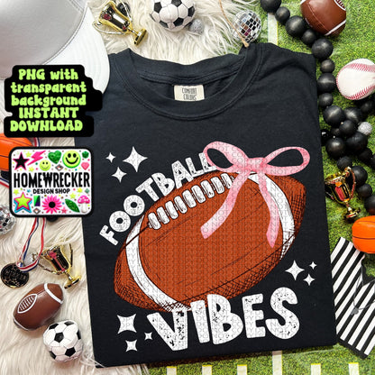 Football coquette bow football vibes trendy football digital download PNG for T-shirts and dtf prints