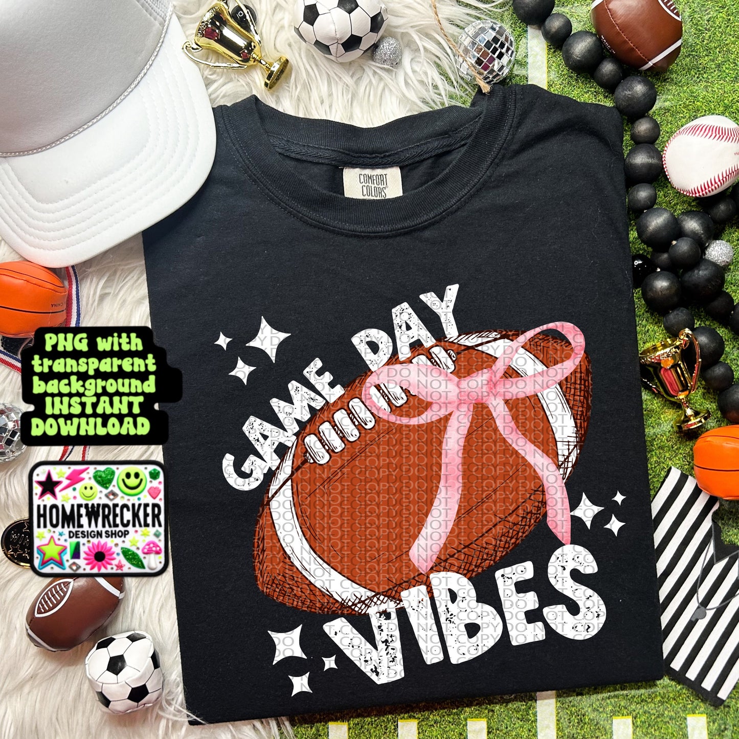 Football coquette bow football game day vibes trendy football digital download PNG for T-shirts and dtf prints