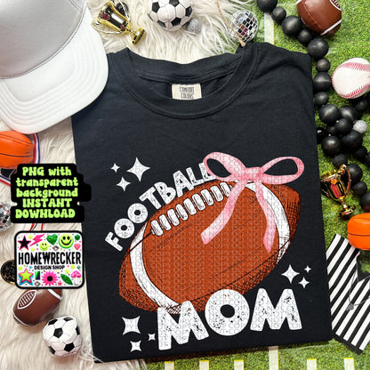 Football coquette bow football game day MOM trendy football digital download PNG for T-shirts and dtf prints