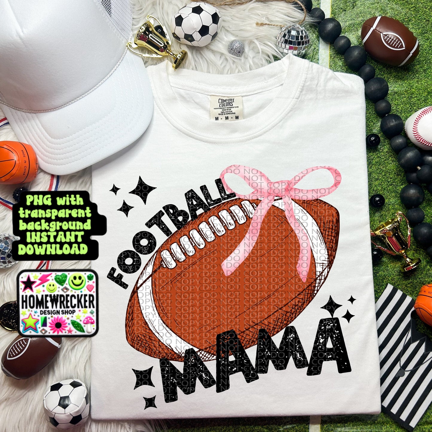 Football coquette bow football game day MAMA trendy football digital download PNG for T-shirts and dtf prints