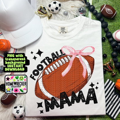 Football coquette bow football game day MAMA trendy football digital download PNG for T-shirts and dtf prints